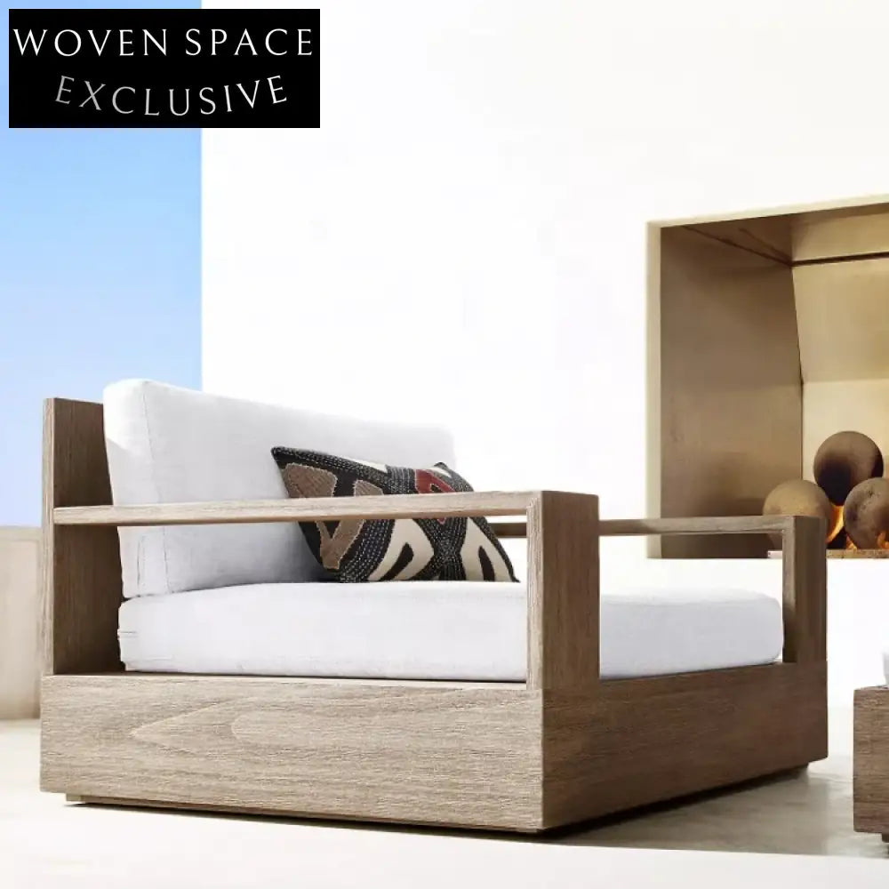 Luxury Modern Teak Wood Outdoor Sectional Sofa Set with Plush Cushions