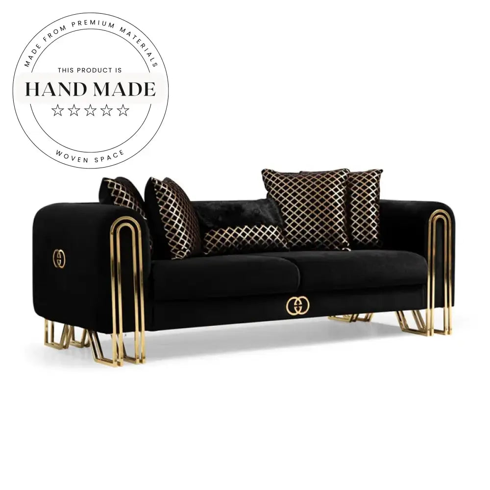 Luxury Modern Tufted Black Velvet Living Room Sectional Sofa