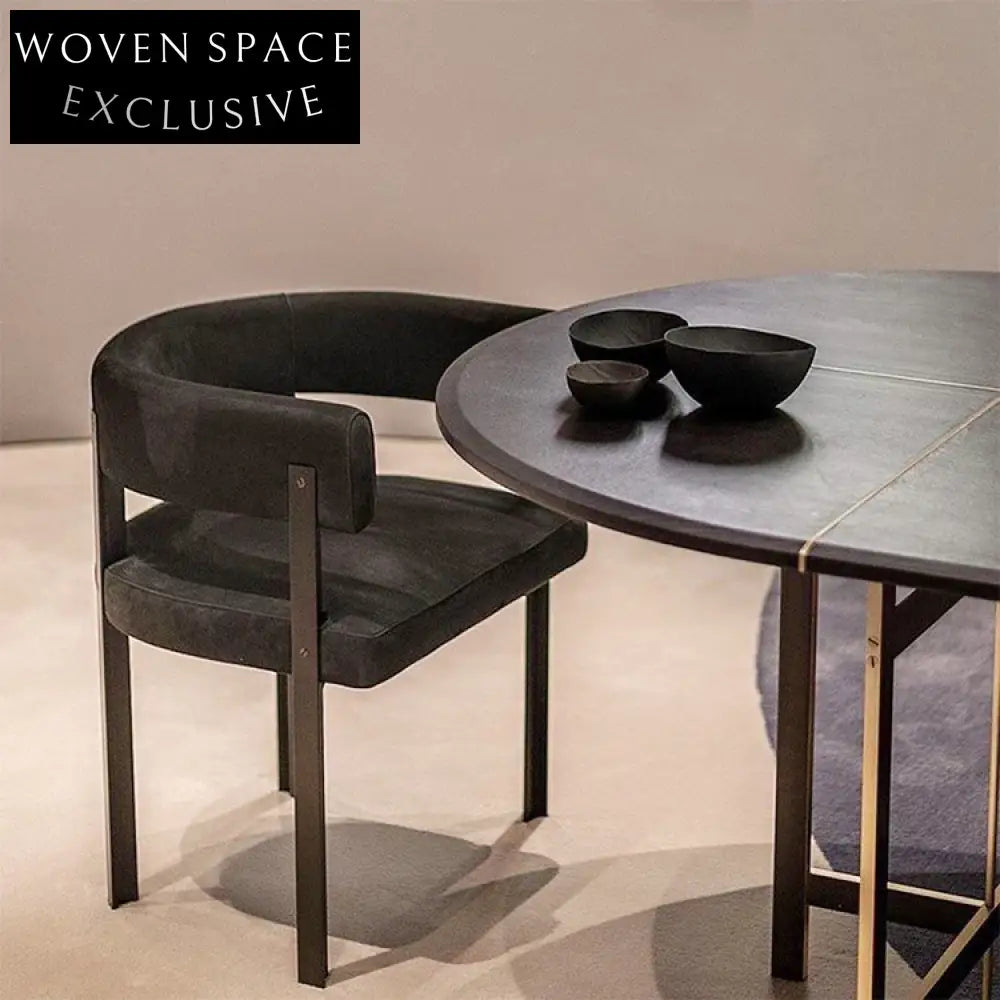 Luxury Modern Velvet Fabric Accent Dining Chair with Metal Legs