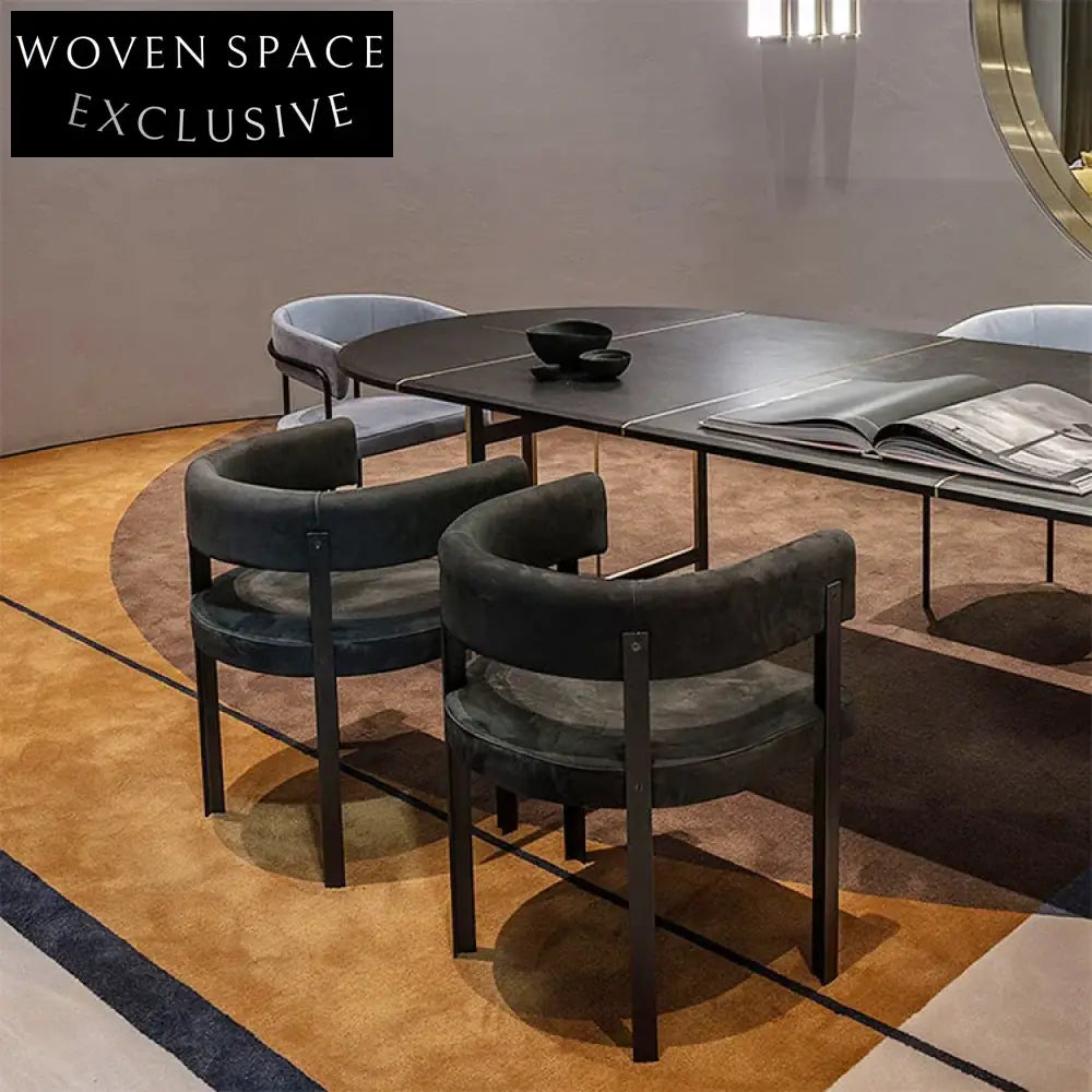 Luxury Modern Velvet Fabric Accent Dining Chair with Metal Legs