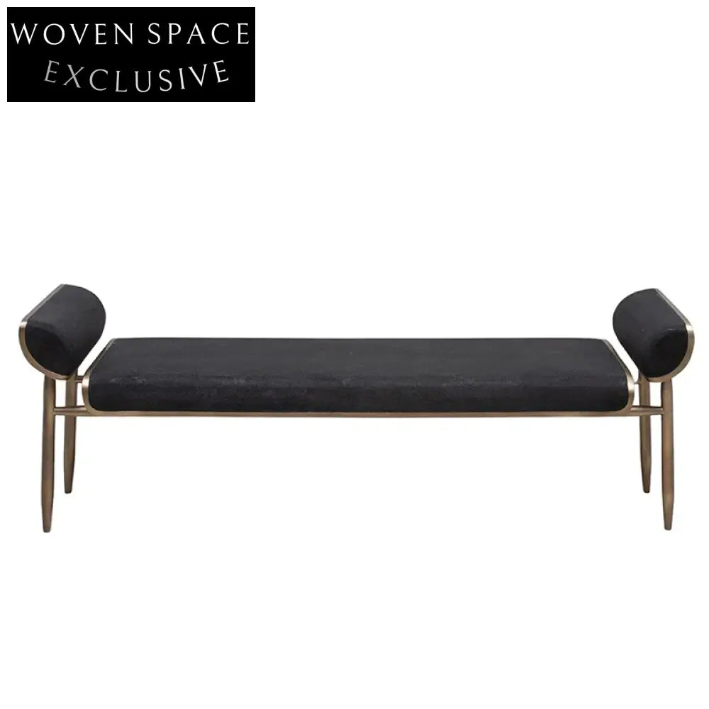 Luxury Modern Velvet Fabric Bed End Entryway Bench with Ash Wood Legs