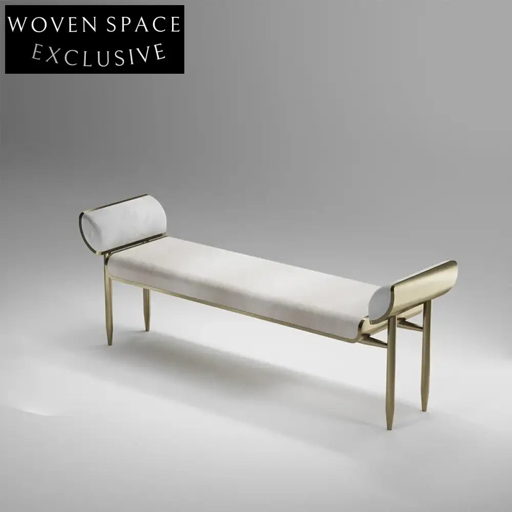Luxury Modern Velvet Fabric Bed End Entryway Bench with Ash Wood Legs