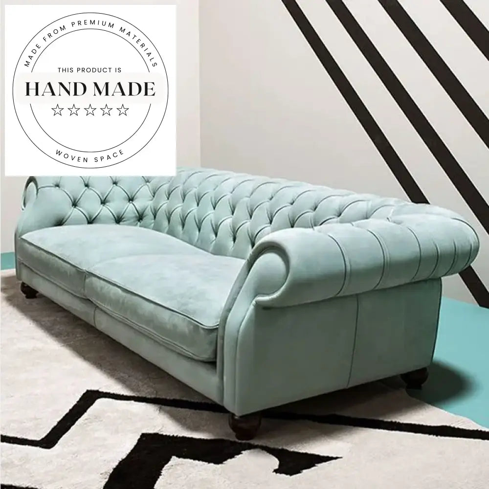 Luxury Modern Velvet Fabric Sectional Large Four Seater Chesterfield Sofa