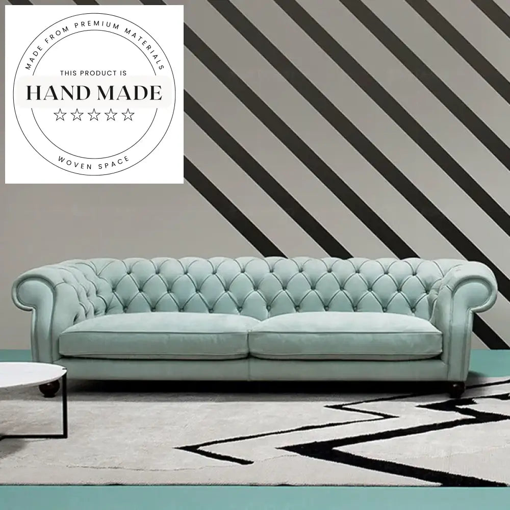 Luxury Modern Velvet Fabric Sectional Large Four Seater Chesterfield Sofa