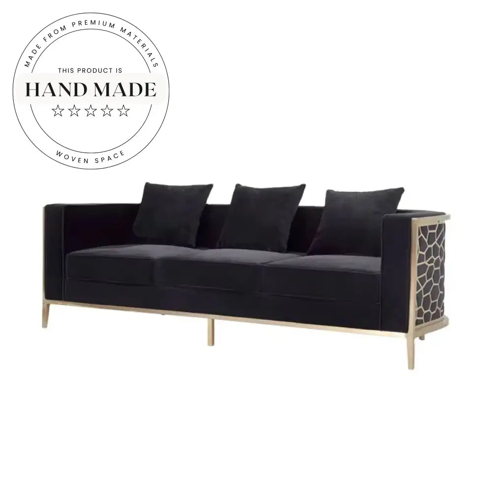 Luxury Modern Velvet Fabric Sofa with Golden Stainless Steel Frame Sofa