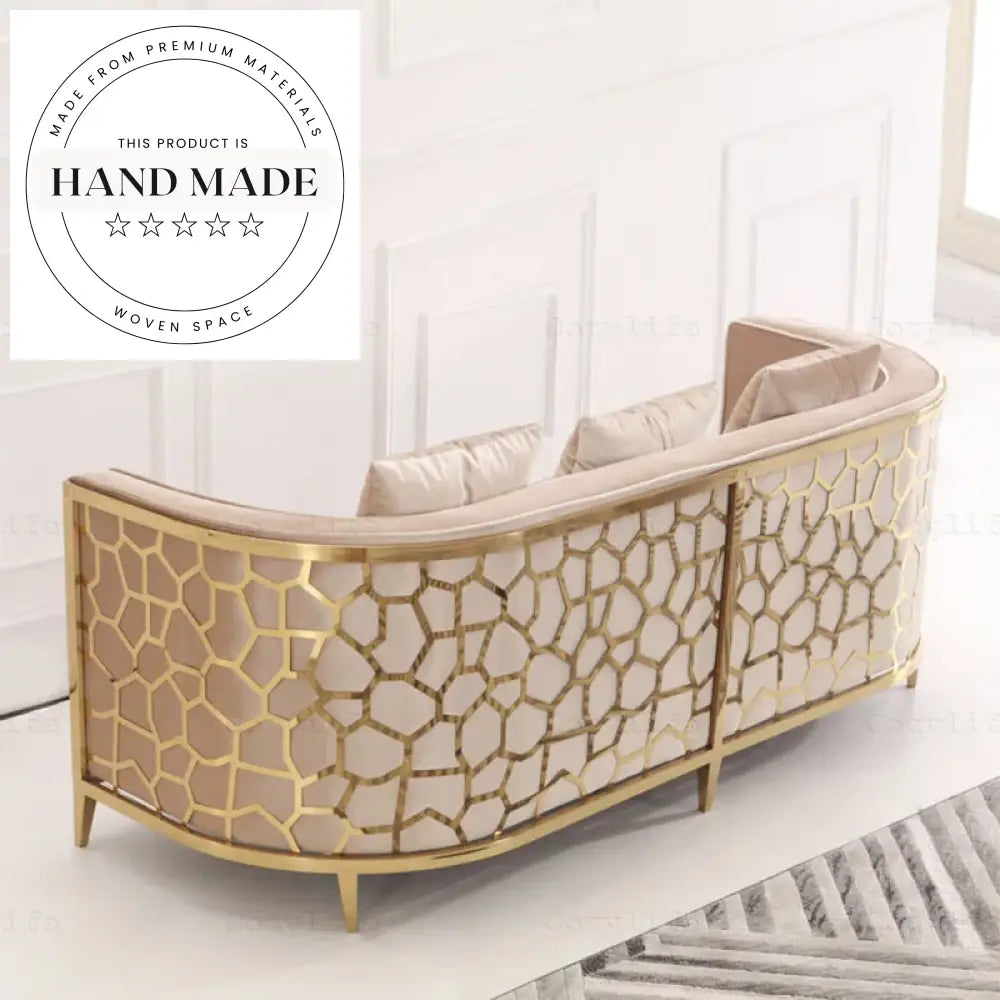 Luxury Modern Velvet Fabric Sofa with Golden Stainless Steel Frame Sofa