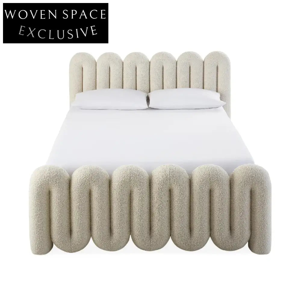 Luxury Modern Velvet Queen Size Bed Frame with High Padded Headboard