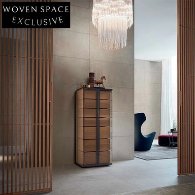 Luxury Modern Walnut Wood Glass Display Wine Cabinet for Living Room