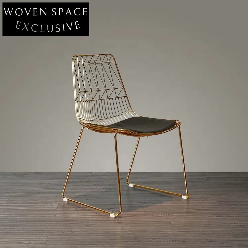 Luxury Modern Wire Mesh Dining Chair with PU Leather Cushion