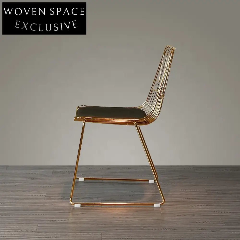 Luxury Modern Wire Mesh Dining Chair with PU Leather Cushion