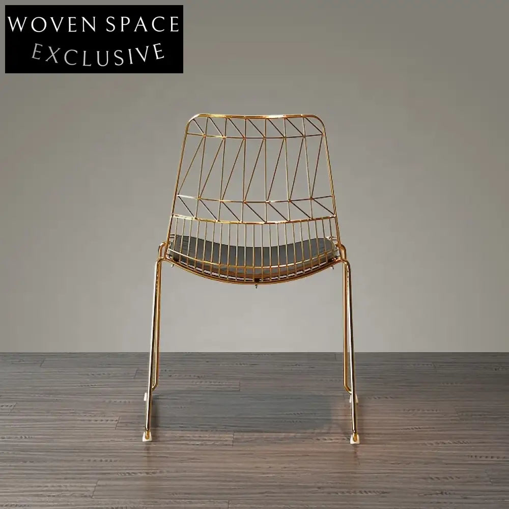 Luxury Modern Wire Mesh Dining Chair with PU Leather Cushion