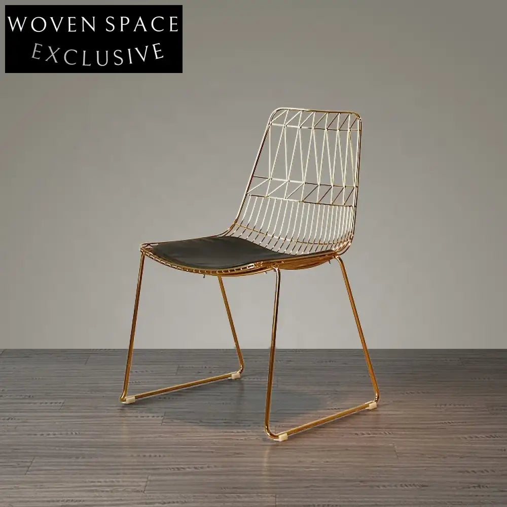 Luxury Modern Wire Mesh Dining Chair with PU Leather Cushion