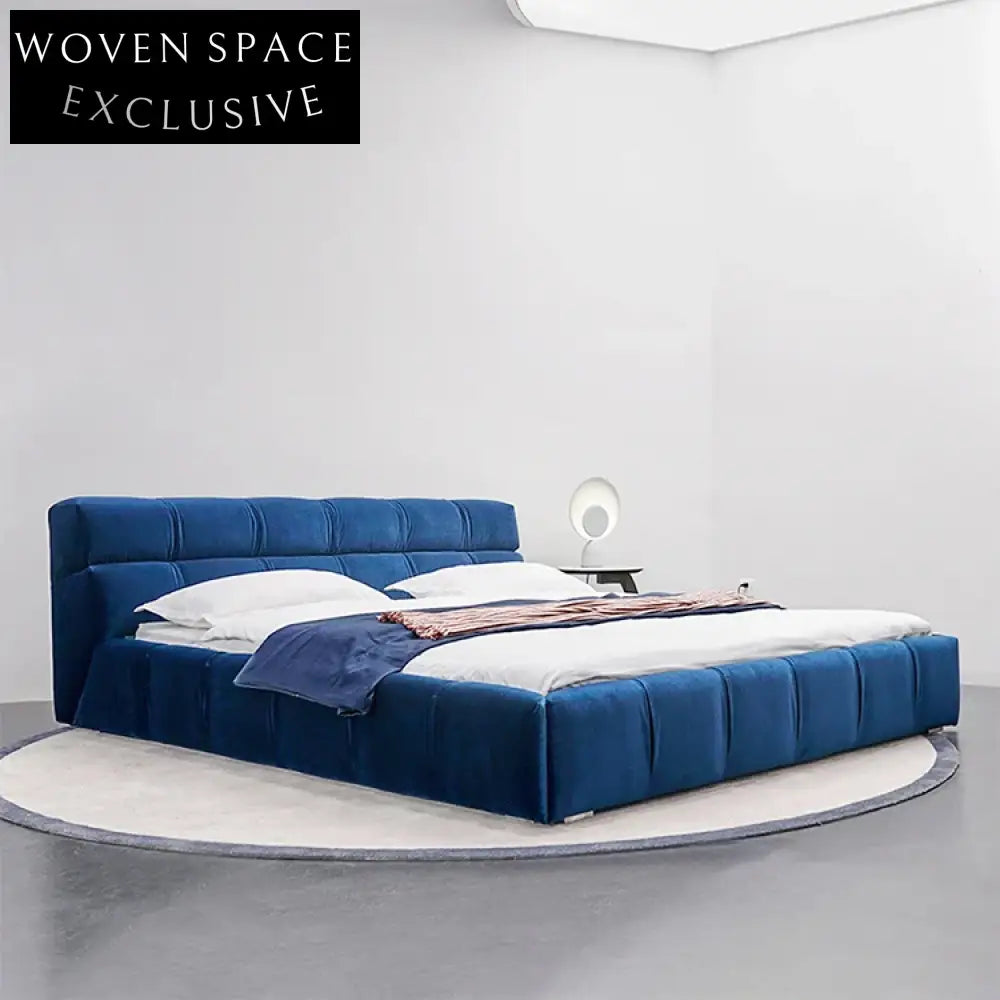 Luxury Modern Wooden Frame Upholstered Nordic Queen King Size Platform Bed