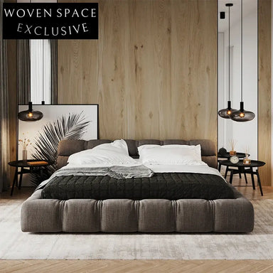 Luxury Modern Wooden Frame Upholstered Nordic Queen King Size Platform Bed