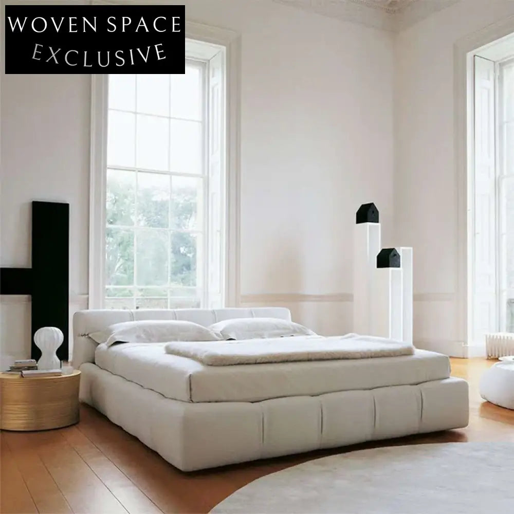 Luxury Modern Wooden Frame Upholstered Nordic Queen King Size Platform Bed