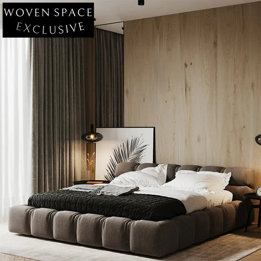 Luxury Modern Wooden Frame Upholstered Nordic Queen King Size Platform Bed