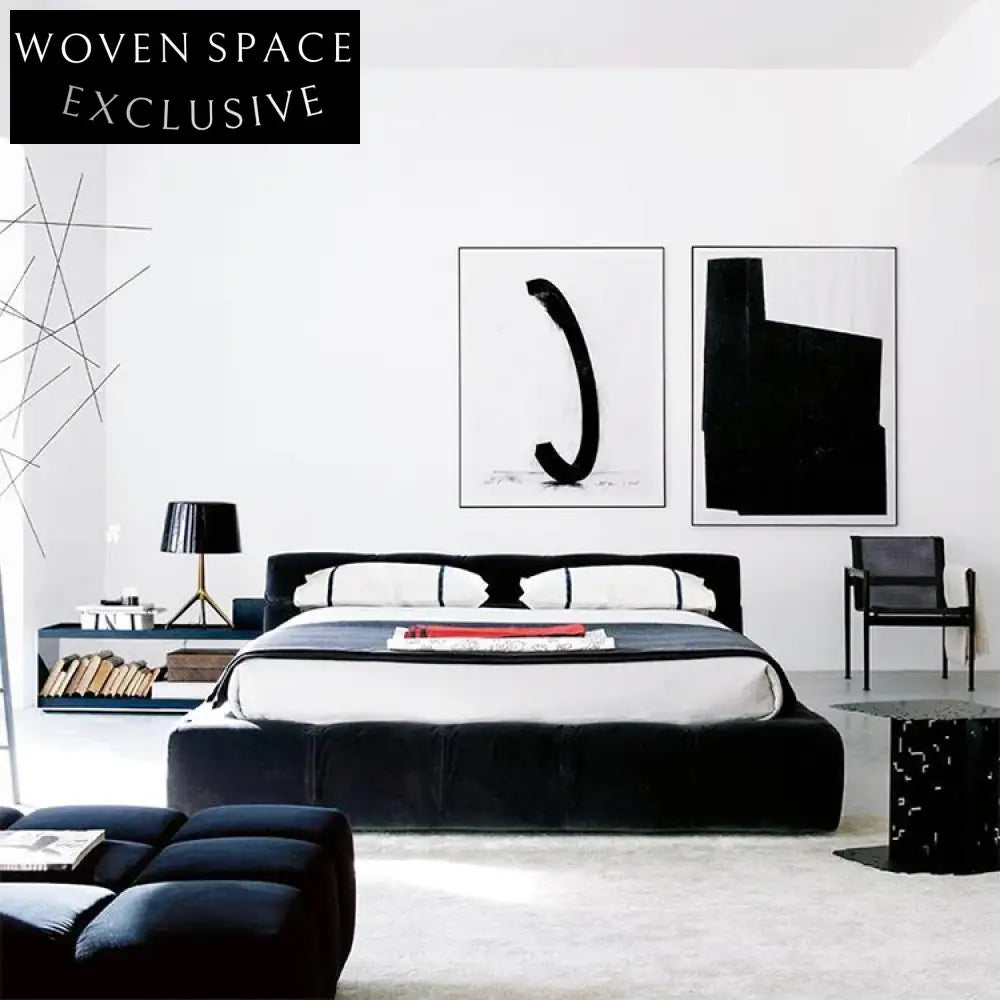 Luxury Modern Wooden Frame Upholstered Nordic Queen King Size Platform Bed