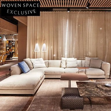 Luxury Modular L-Shaped Feather Italian Leather 7-Seat Sectional Sofa Set