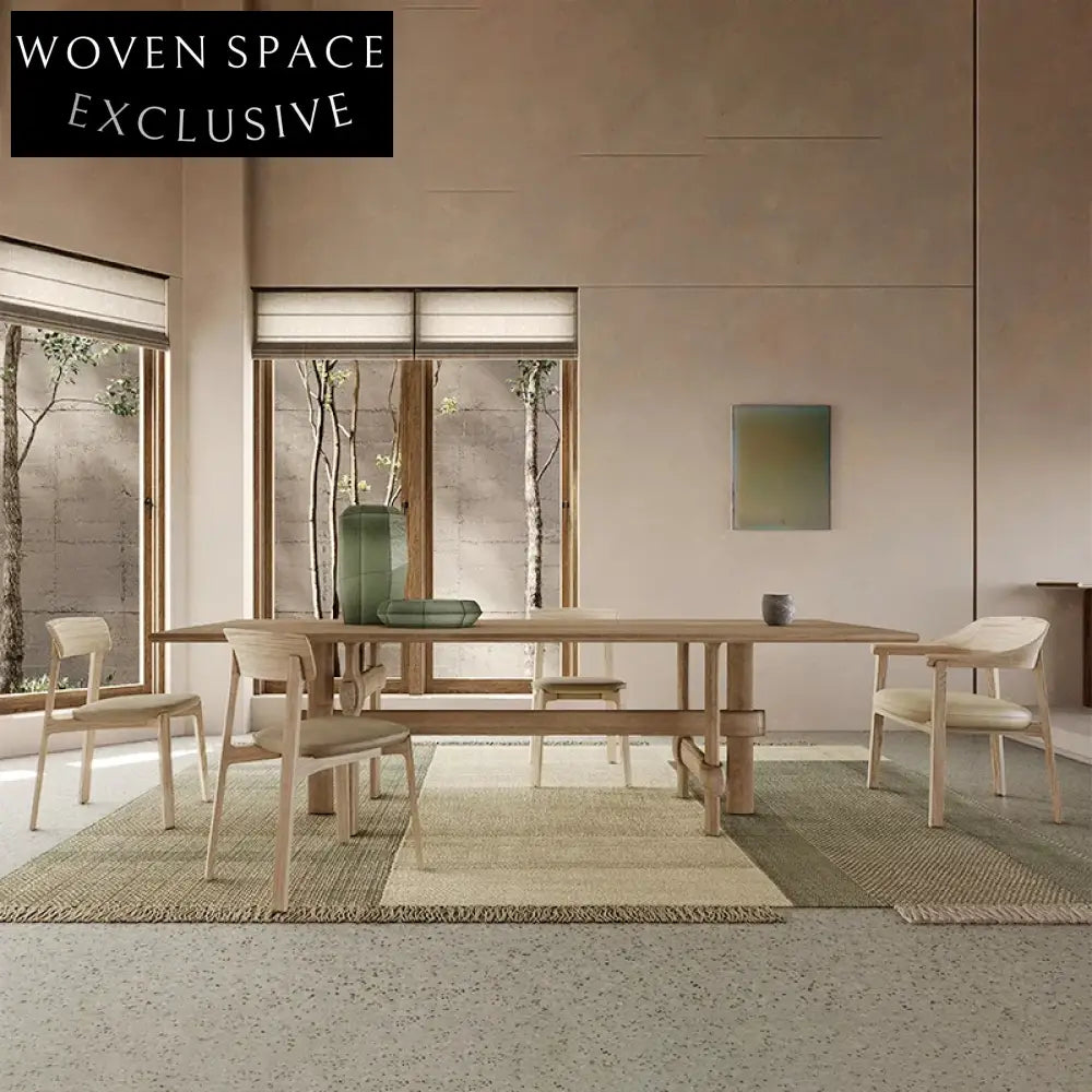 Luxury Natural Ash Wood Grain Villa High-End Home Elegant Dining Table