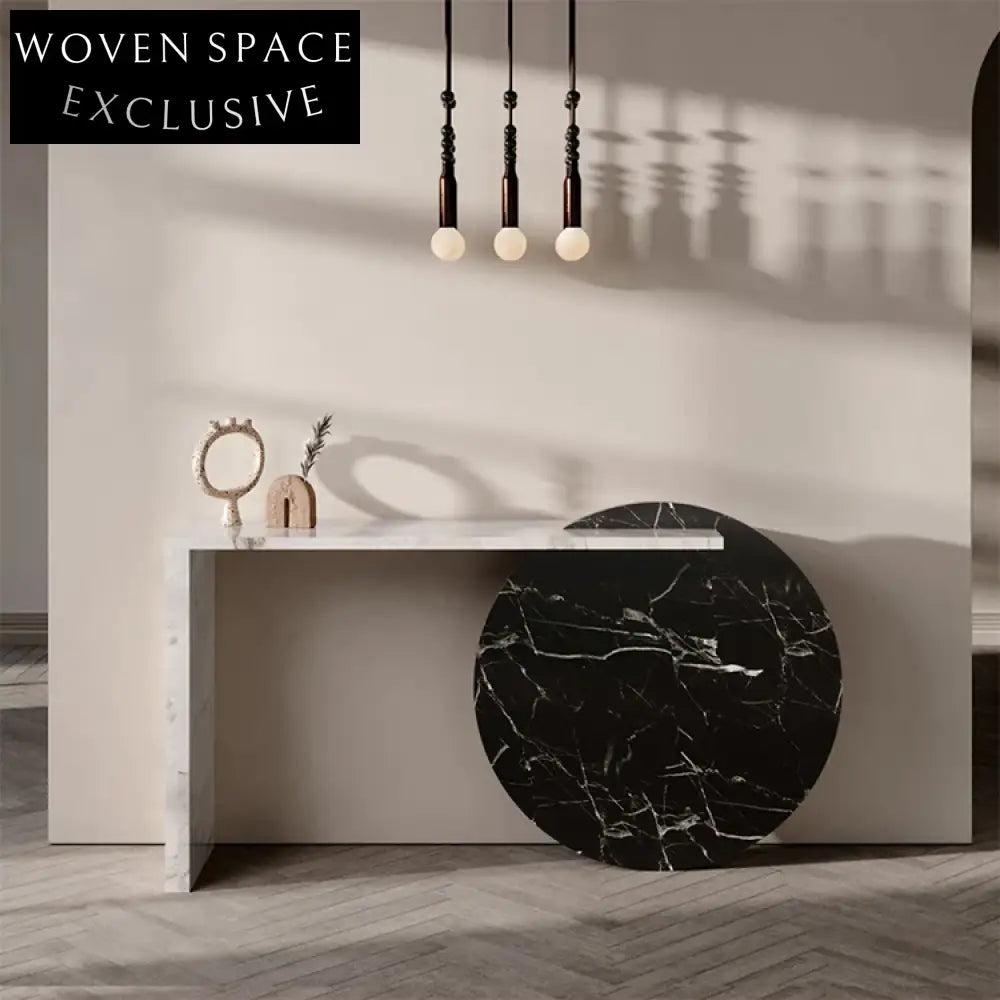Luxury Natural Marble Console Table, Modern Living Room Entryway Display Furniture