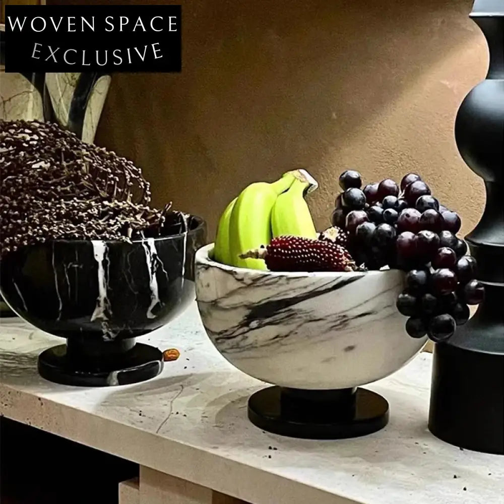 Luxury Natural Marble Decorative Fruit Bowl & Elegant Serving Tray Centerpiece