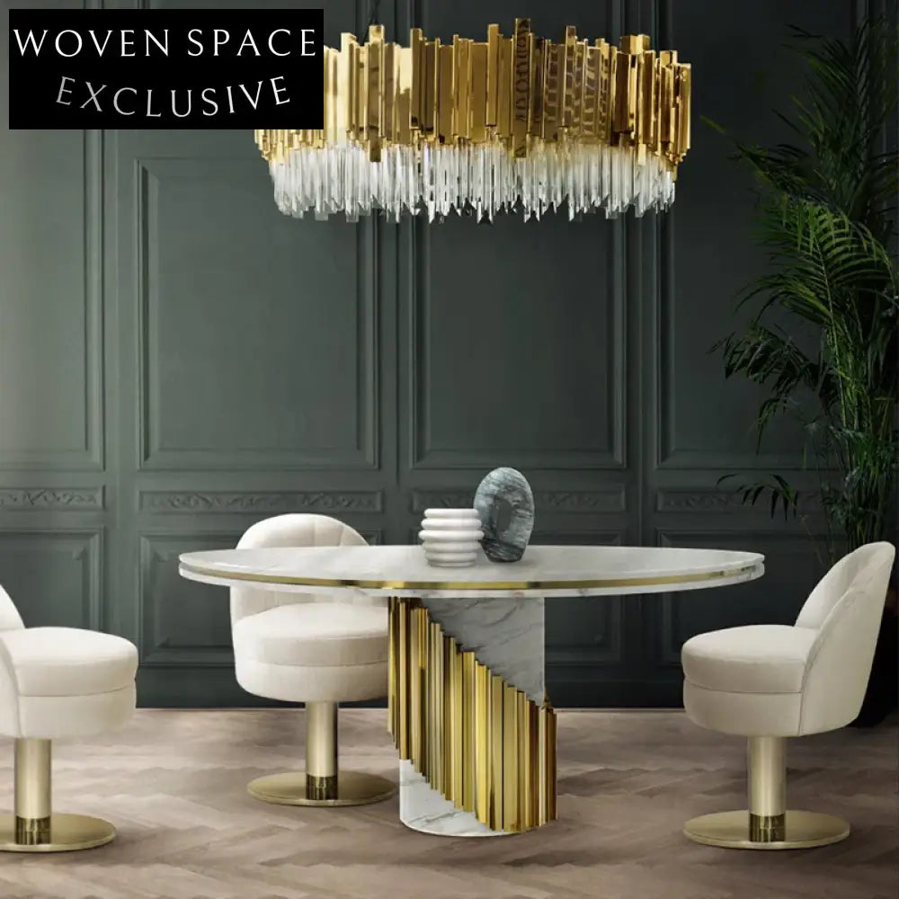 Luxury Natural Marble Round 6-Seater Dining Table