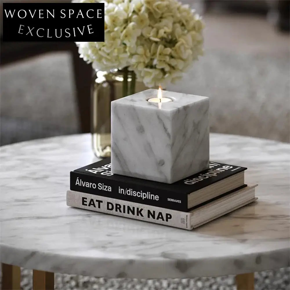 Luxury Natural Marble Square Candle Holder for Elegant Home Table Decor
