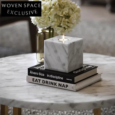 Luxury Natural Marble Square Candle Holder for Elegant Home Table Decor