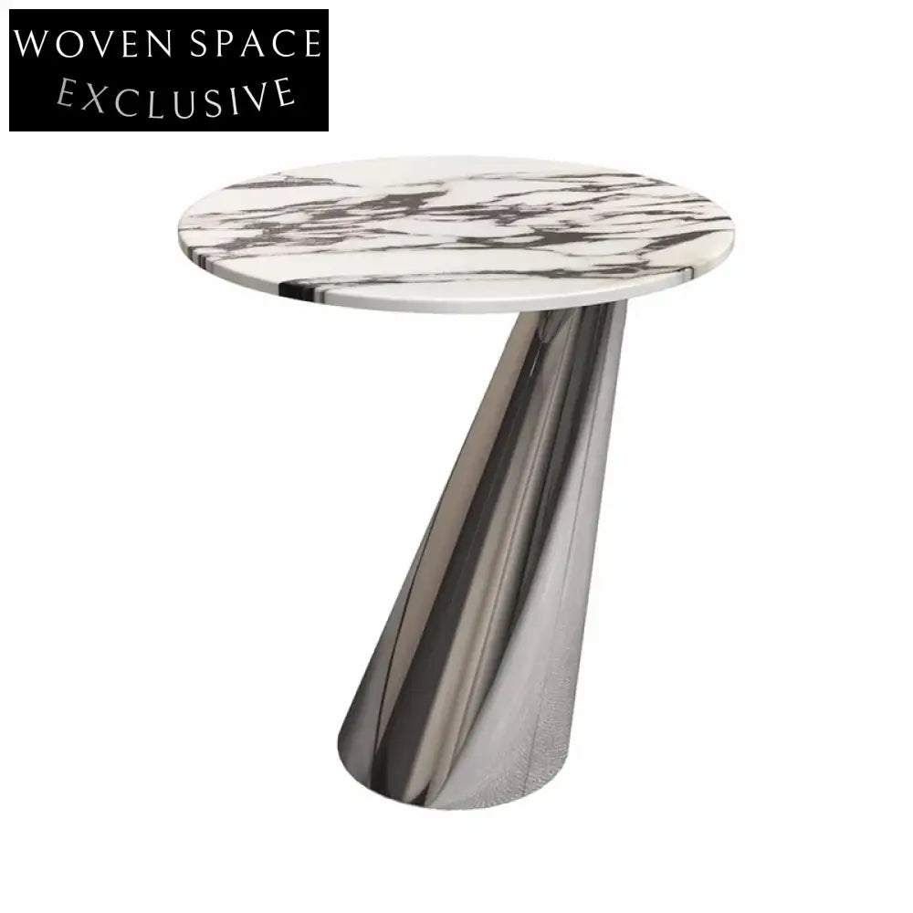 Luxury Natural Marble Top Gold Stainless Steel Round End Table for Sofa Corner