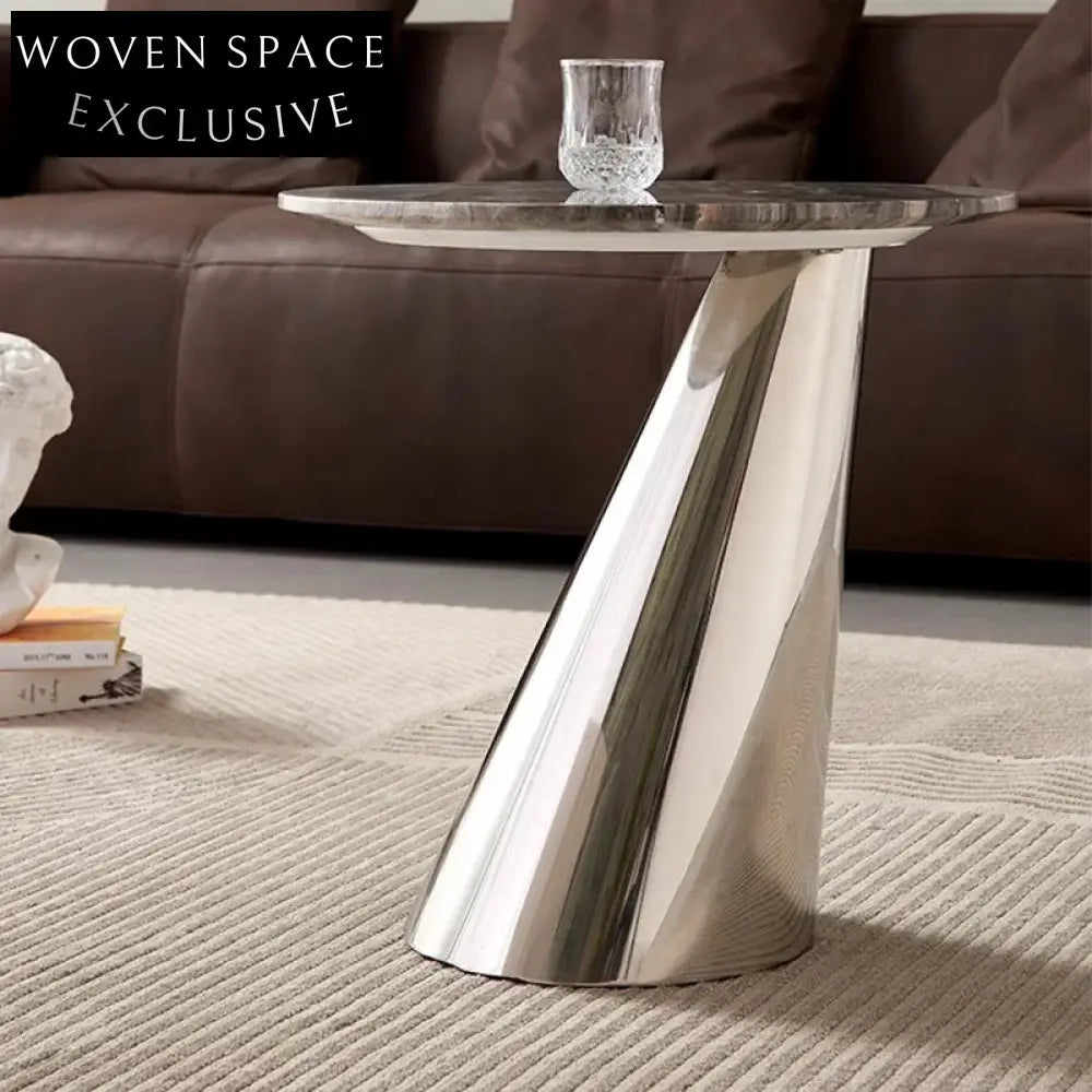 Luxury Natural Marble Top Gold Stainless Steel Round End Table for Sofa Corner