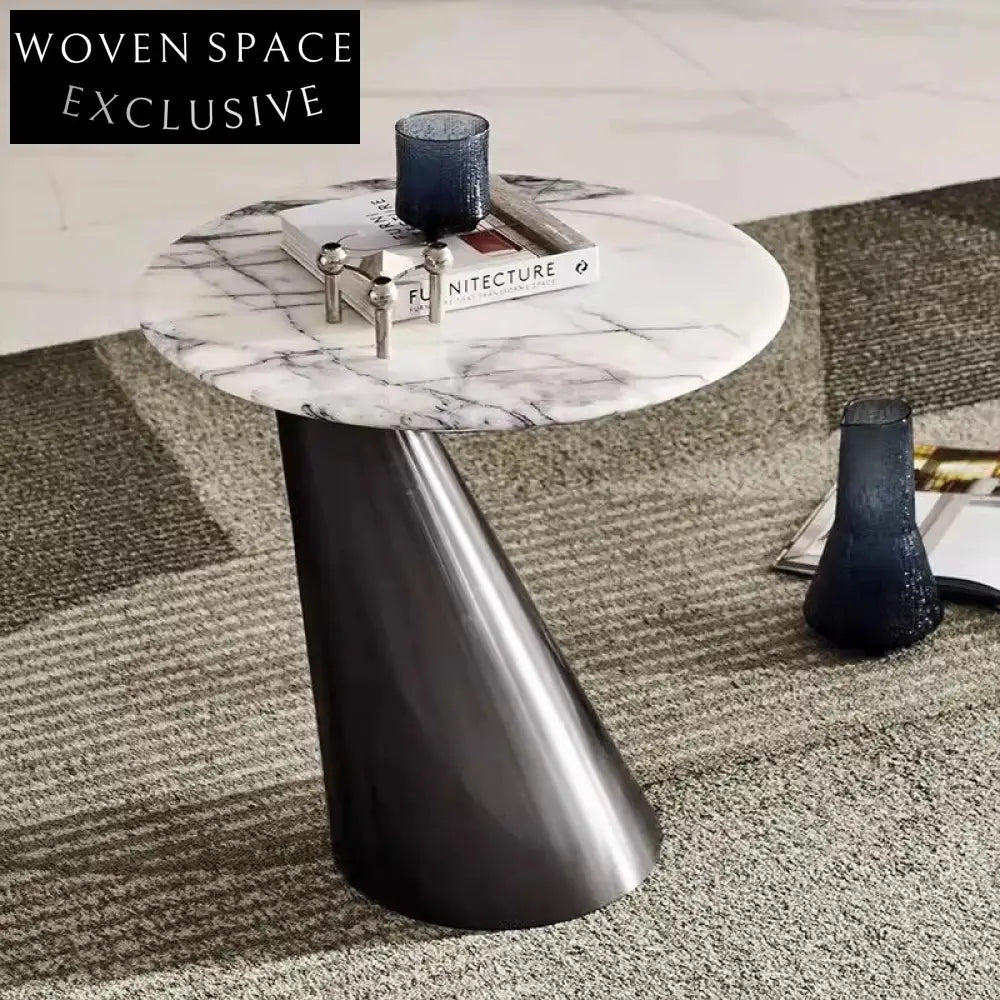 Luxury Natural Marble Top Gold Stainless Steel Round End Table for Sofa Corner
