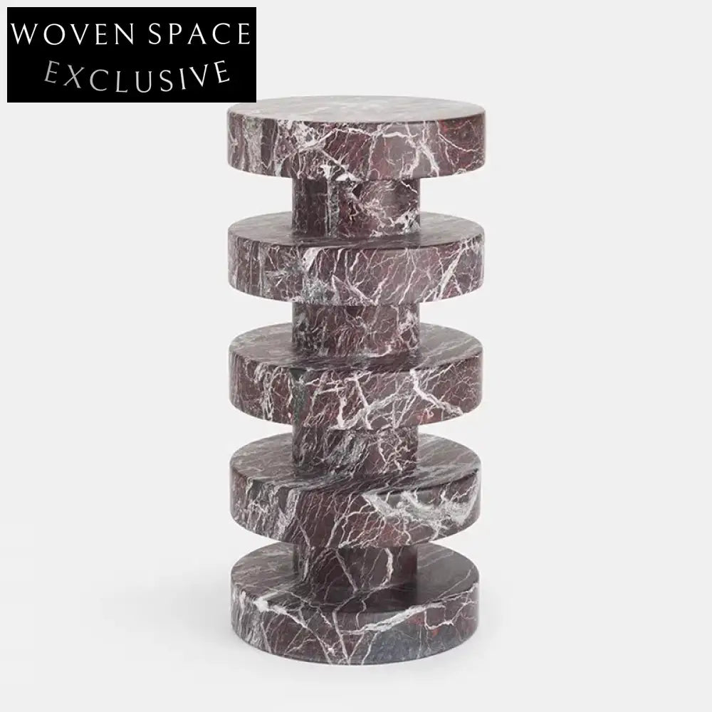 Luxury Natural Marble Tower Side Table Set - Round Coffee Tables