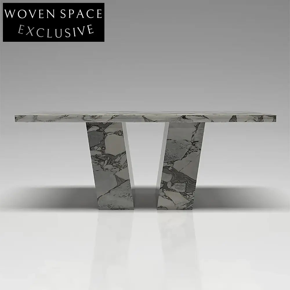 Luxury Natural Marble Travertine Rectangle Dining Table for Modern Homes