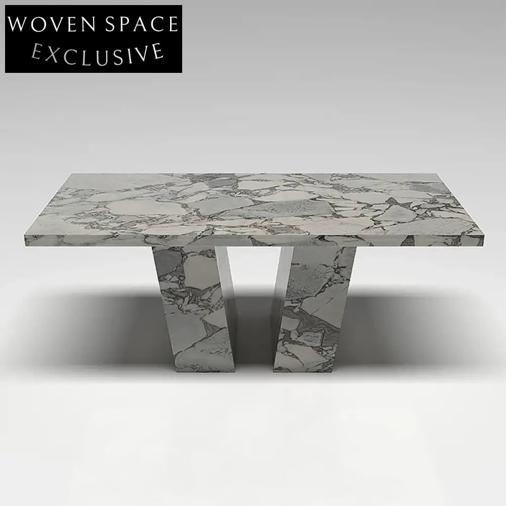 Luxury Natural Marble Travertine Rectangle Dining Table for Modern Homes