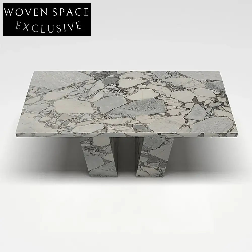 Luxury Natural Marble Travertine Rectangle Dining Table for Modern Homes