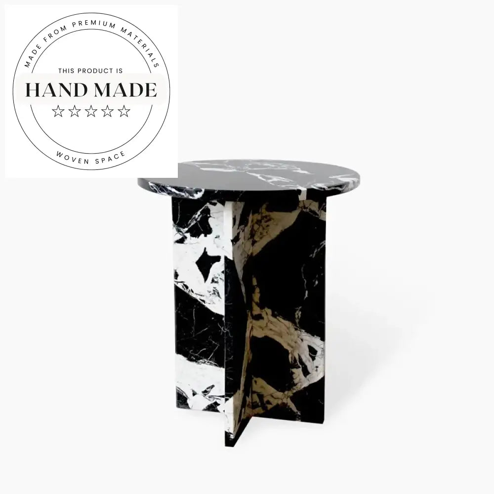 Luxury Natural Napoleon Black Marble Cube Base Modern Side Table
