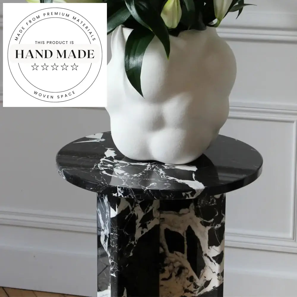 Luxury Natural Napoleon Black Marble Cube Base Modern Side Table