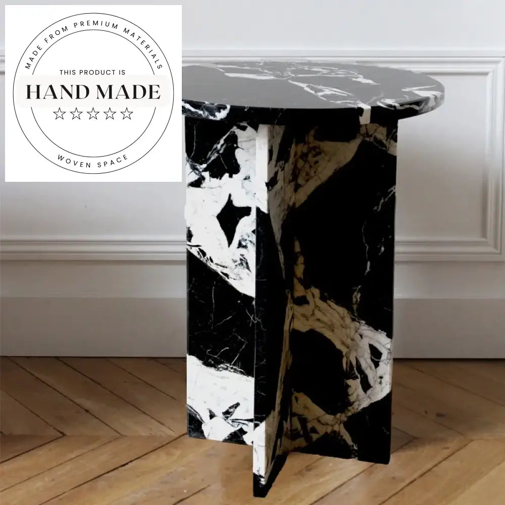 Luxury Natural Napoleon Black Marble Cube Base Modern Side Table