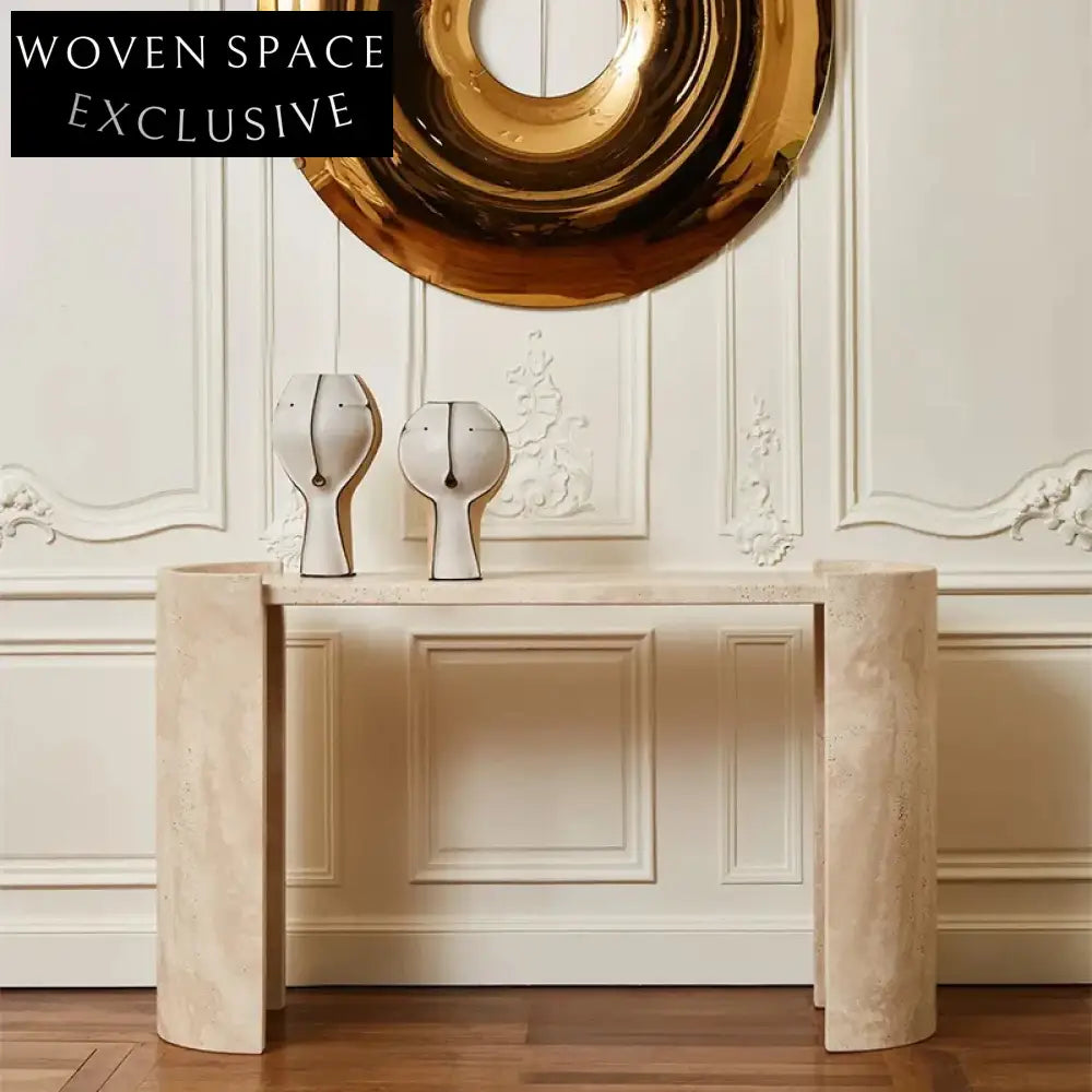 Luxury Natural Travertine Marble Console Table for Modern Hallway Entryway Living Room