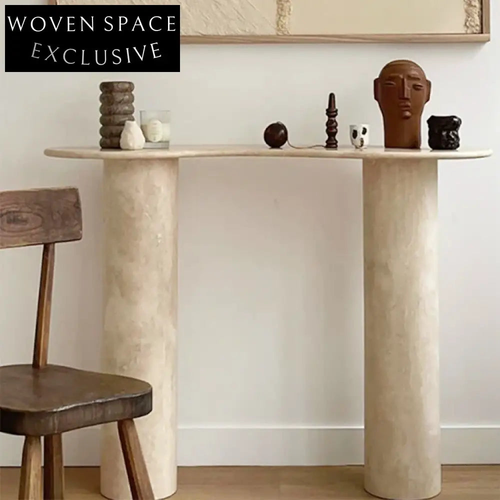 Luxury Natural Travertine Oval Coffee Table with Elegant Curved Edge Design
