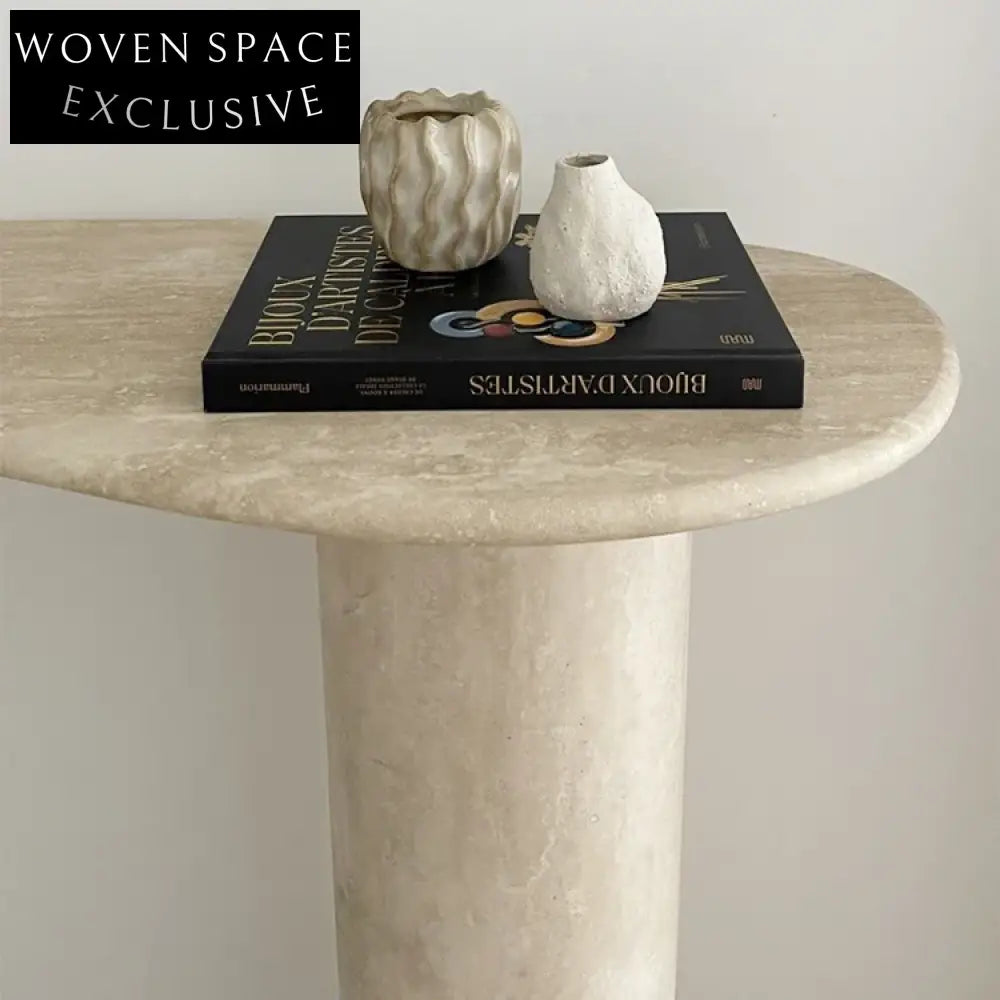 Luxury Natural Travertine Oval Coffee Table with Elegant Curved Edge Design