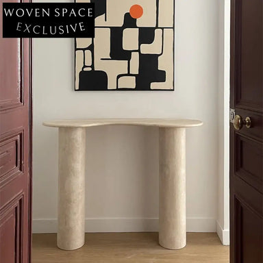 Luxury Natural Travertine Oval Coffee Table with Elegant Curved Edge Design