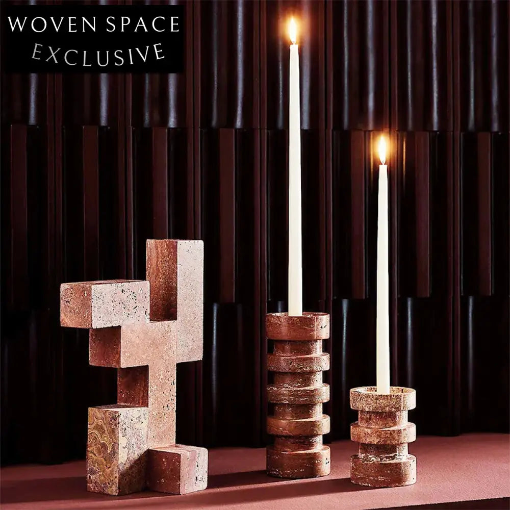Luxury Natural Travertine Stone Candle Holders for Elegant Home Decor Accents