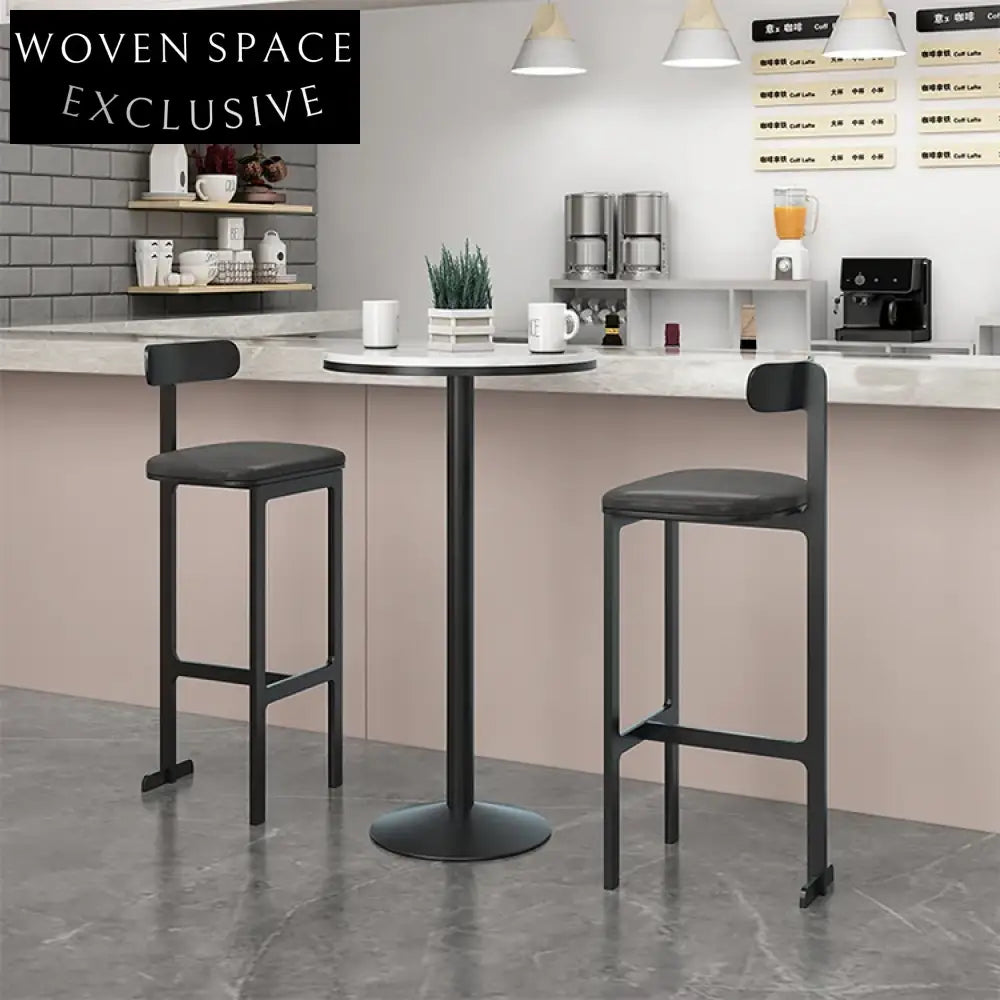 Luxury Nordic Design Modern Metal Leather Bar Stool with Back Support