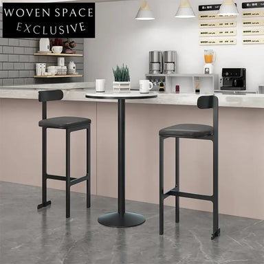 Luxury Nordic Design Modern Metal Leather Bar Stool with Back Support