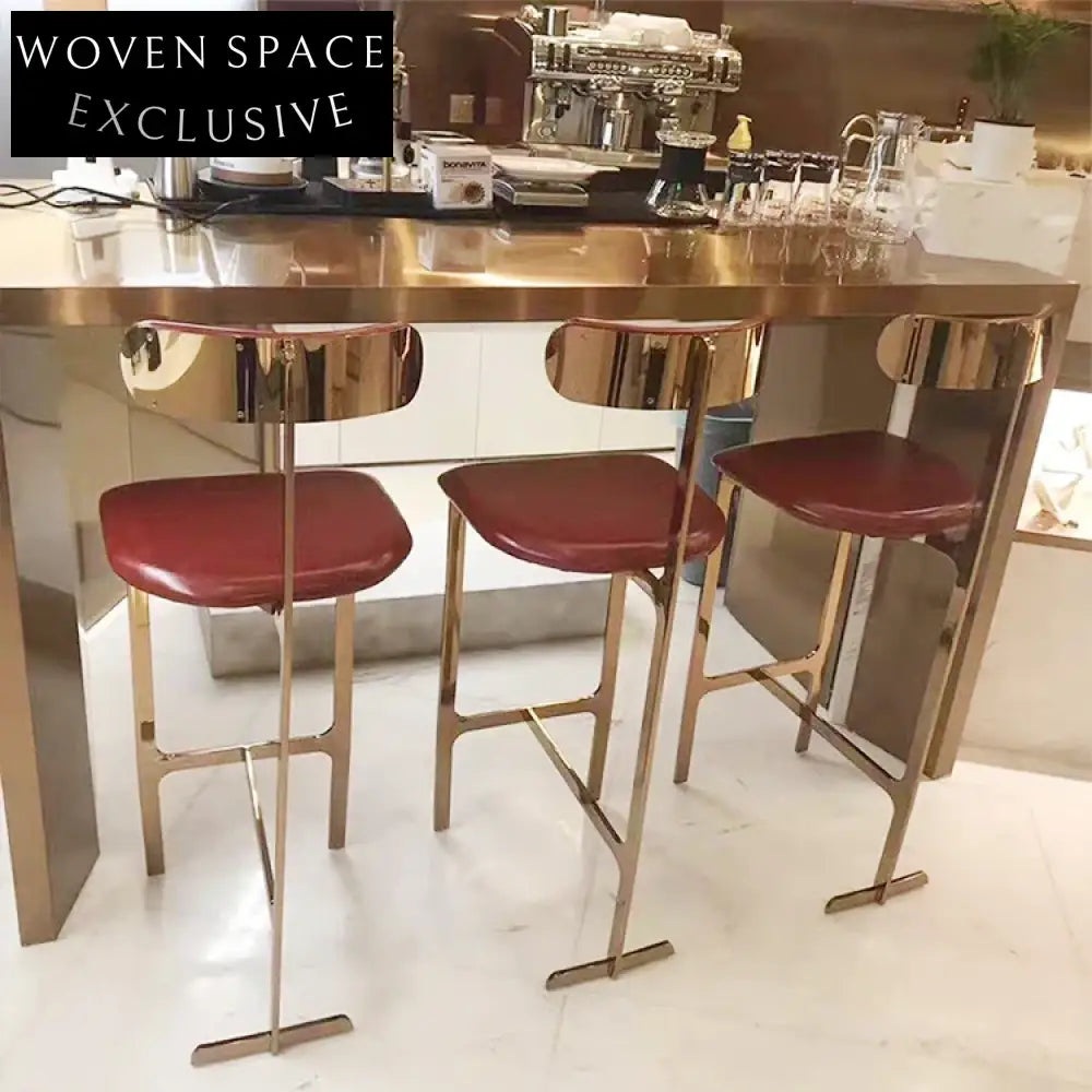 Luxury Nordic Design Modern Metal Leather Bar Stool with Back Support
