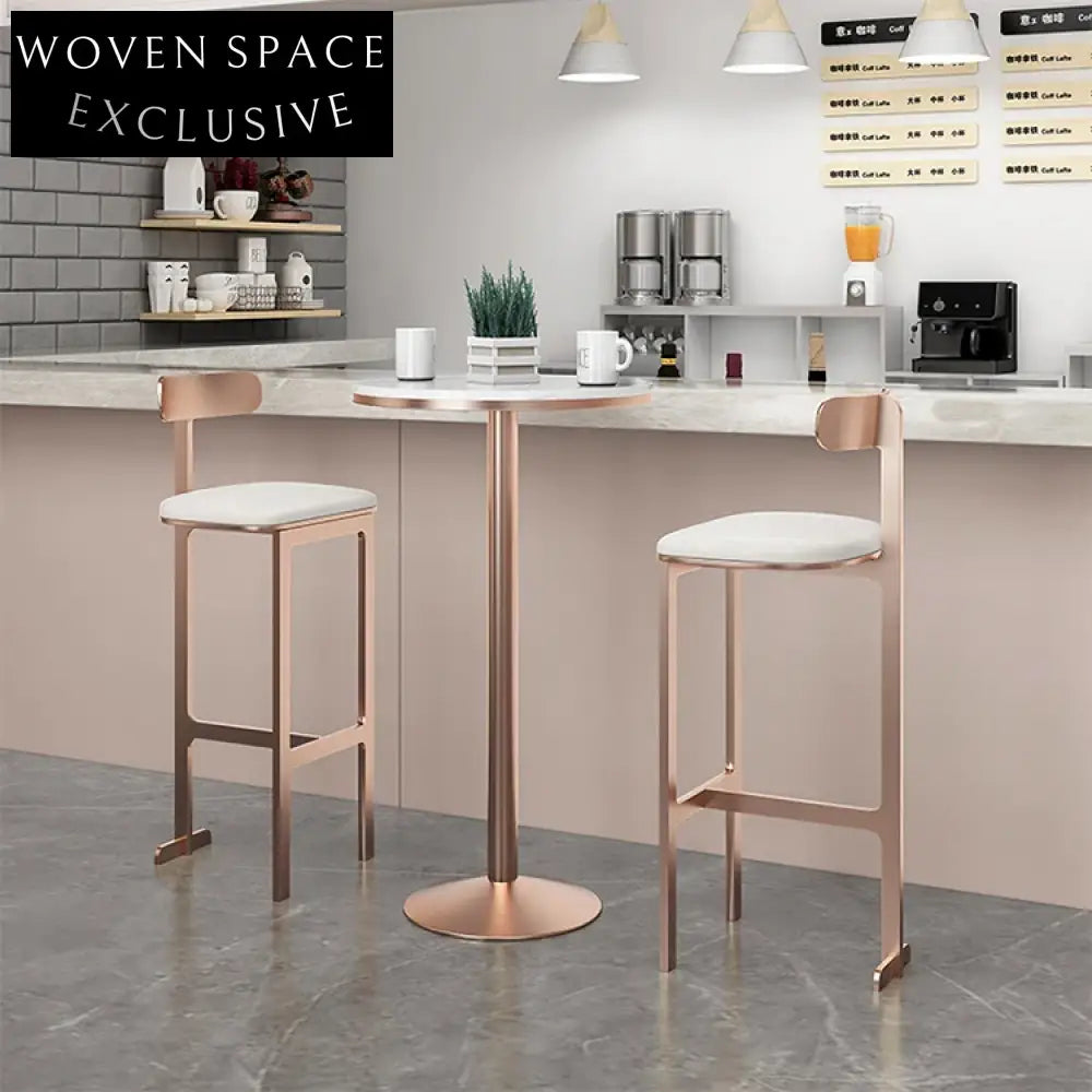 Luxury Nordic Design Modern Metal Leather Bar Stool with Back Support