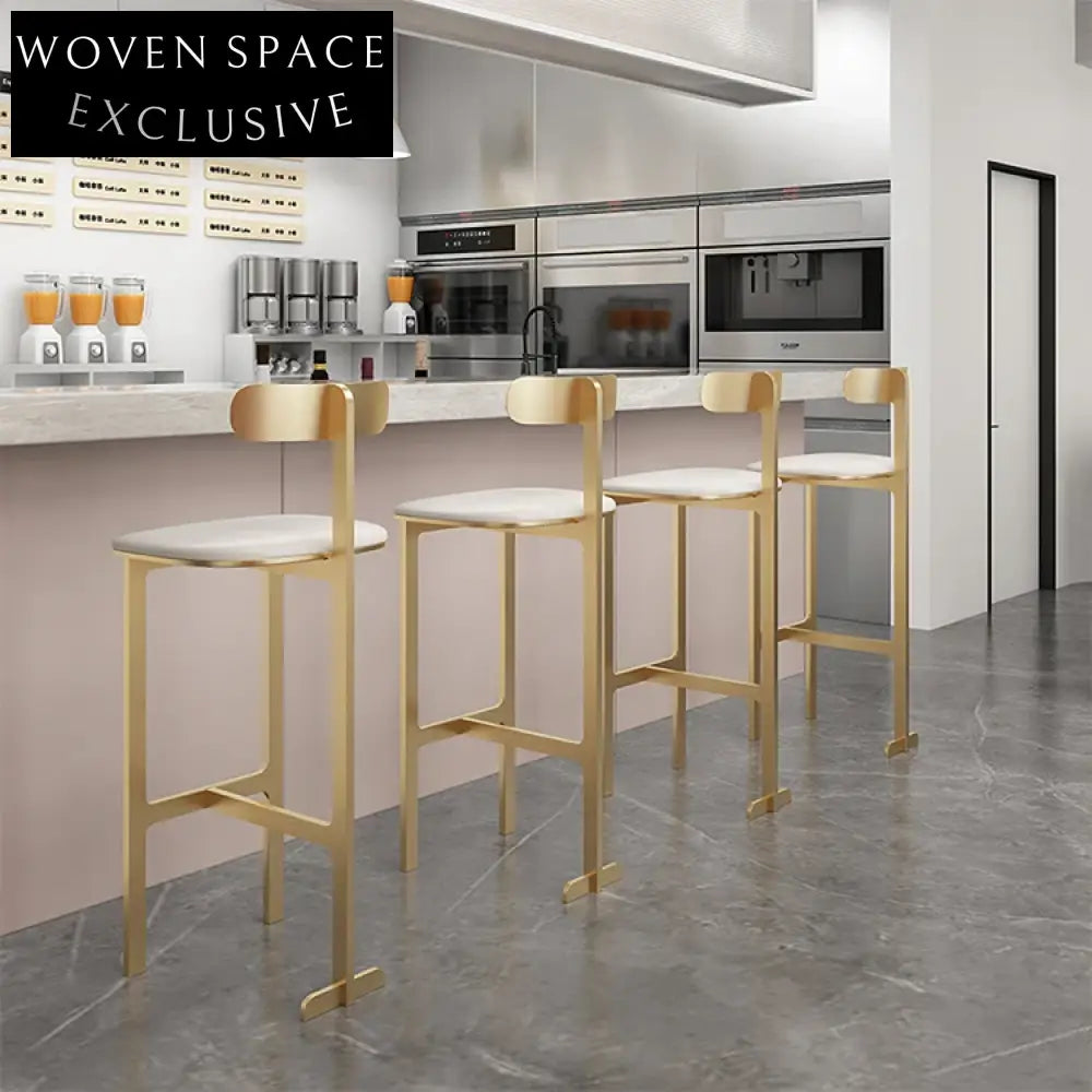 Luxury Nordic Design Modern Metal Leather Bar Stool with Back Support