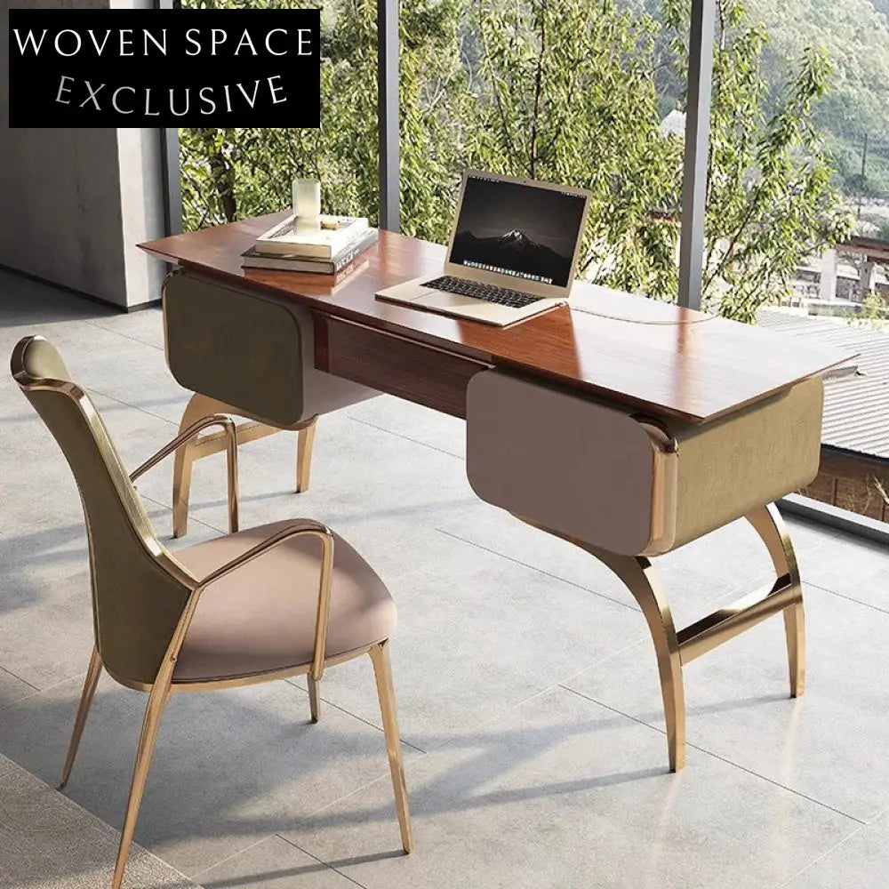 Luxury Nordic Executive Wooden Office Desk for Home or Villa Study