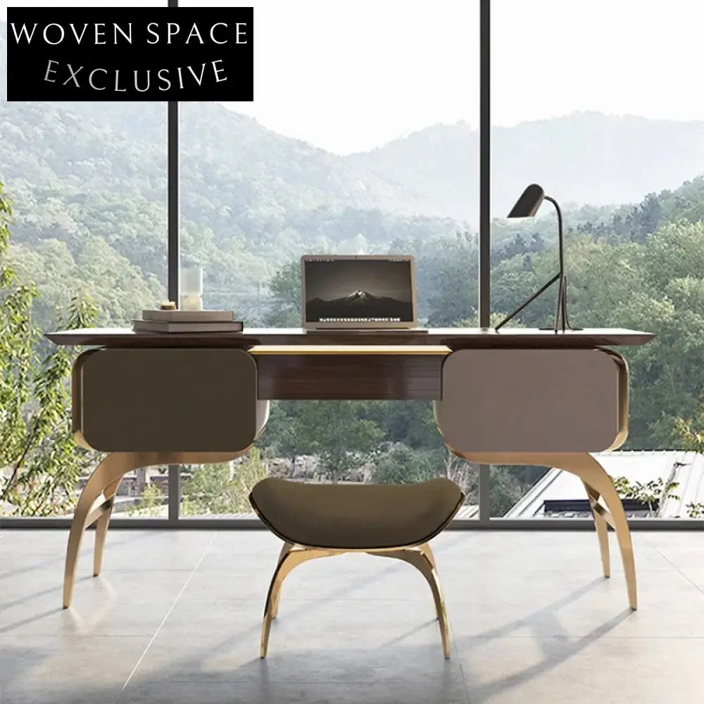 Luxury Nordic Executive Wooden Office Desk for Home or Villa Study